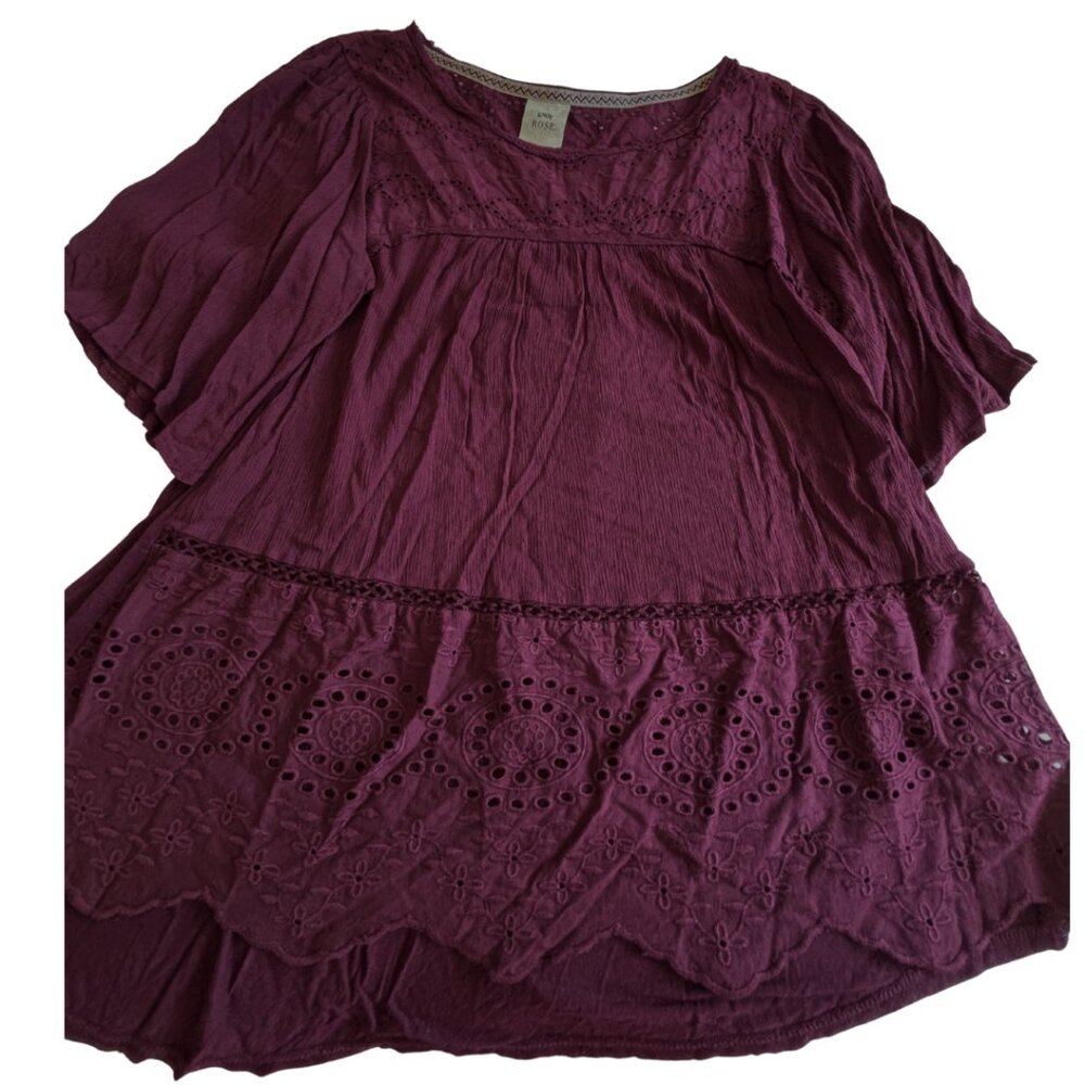 Knox Rose dark red eyelet top XXL